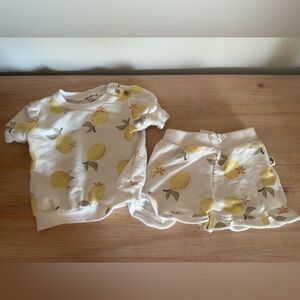 Rabbit + Bear ORGANIC COTTON Yellow and White Matching Set